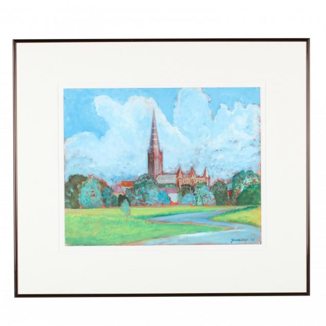 howard-fussiner-ct-1923-2006-i-salisbury-cathedral-from-the-meadows-i