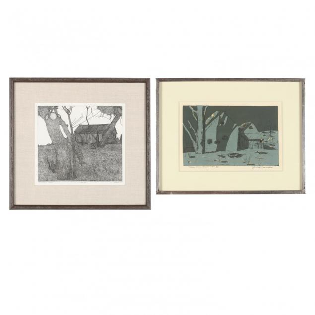 two-american-school-contemporary-landscape-prints-art-hansen-and-richard-saunders