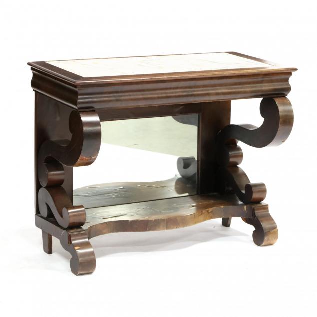 late-american-classical-marble-top-pier-table