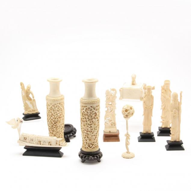 group-of-ten-ivory-objects