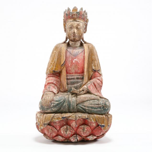 a-large-wooden-sculpture-of-seated-guanyin