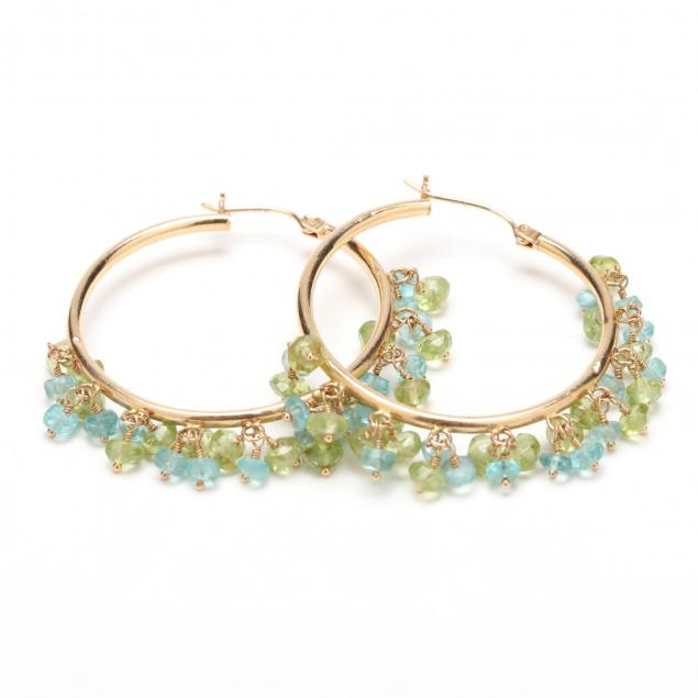 14kt-gold-peridot-and-topaz-hoops