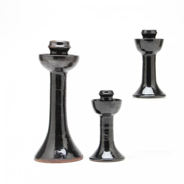 nc-art-pottery-three-mirror-black-candlesticks