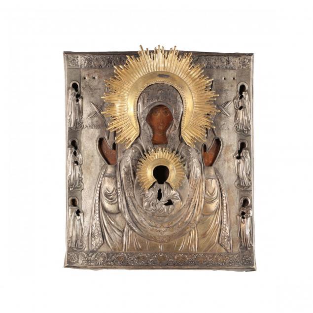 a-russian-icon-of-our-lady-of-the-sign-with-gilded-silver-oklad