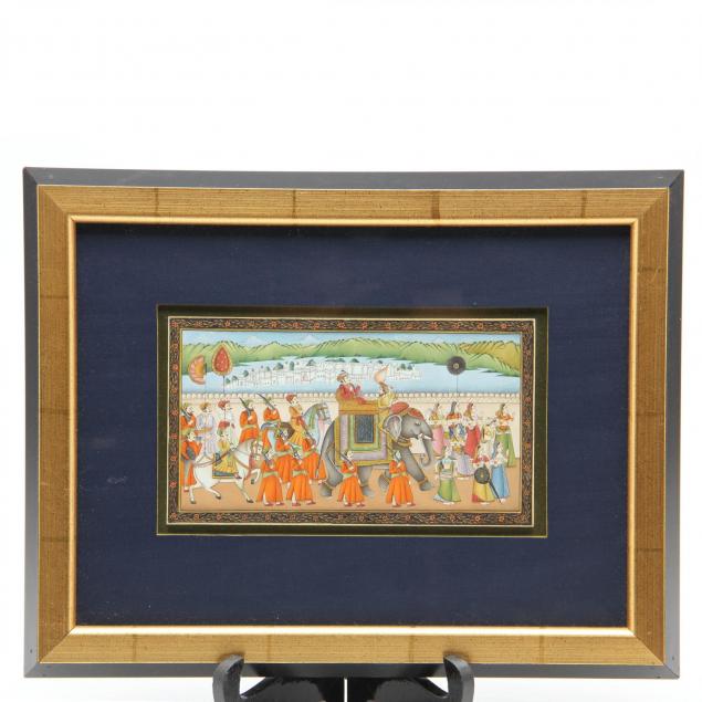 a-fine-indian-miniature-painting-of-procession-in-udaipur