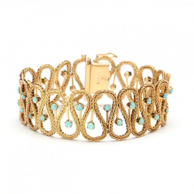 vintage-18kt-gold-and-turquoise-bracelet-signed