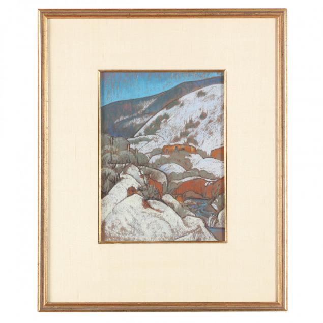 william-penhallow-henderson-nm-ks-1877-1943-snowy-hills-with-adobe-cattle