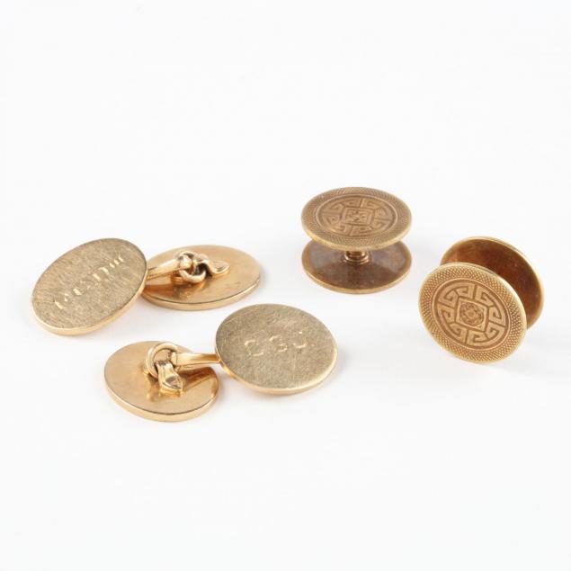 two-pairs-vintage-14kt-gold-cufflinks