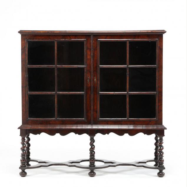 english-william-and-mary-revival-inlaid-bookcase-on-stand