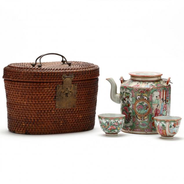 famille-rose-medallion-teapot-and-cups-in-basket