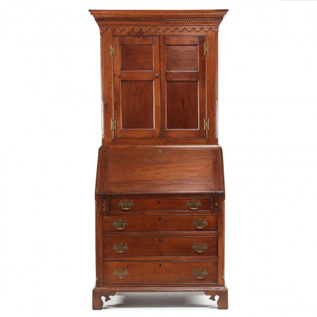 southern-chippendale-walnut-secretary-bookcase