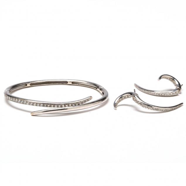 18kt-white-gold-and-diamond-bracelet-and-earrings
