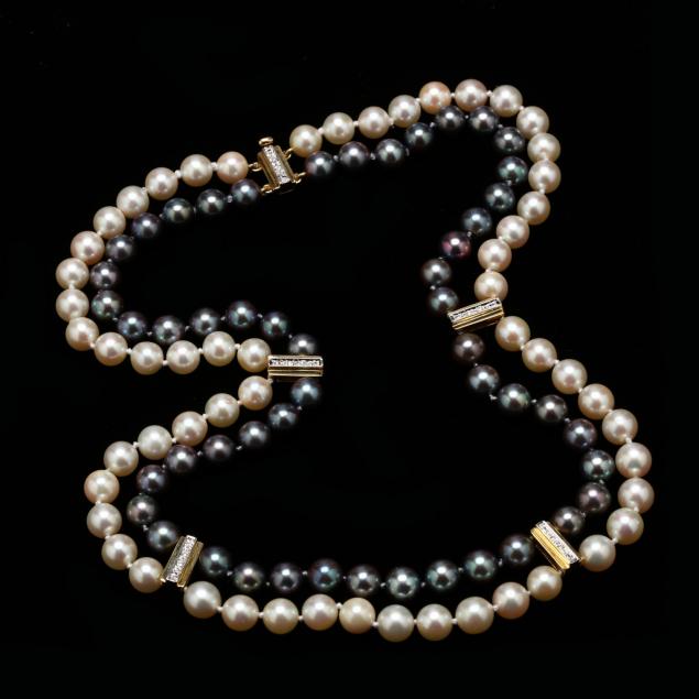 14kt-double-strand-cultured-pearl-and-diamond-necklace-konig-and-herzog