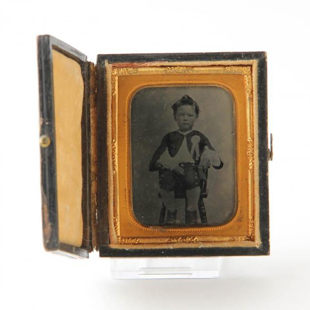 ninth-plate-cased-tintype-of-a-child-wearing-secession-cockde
