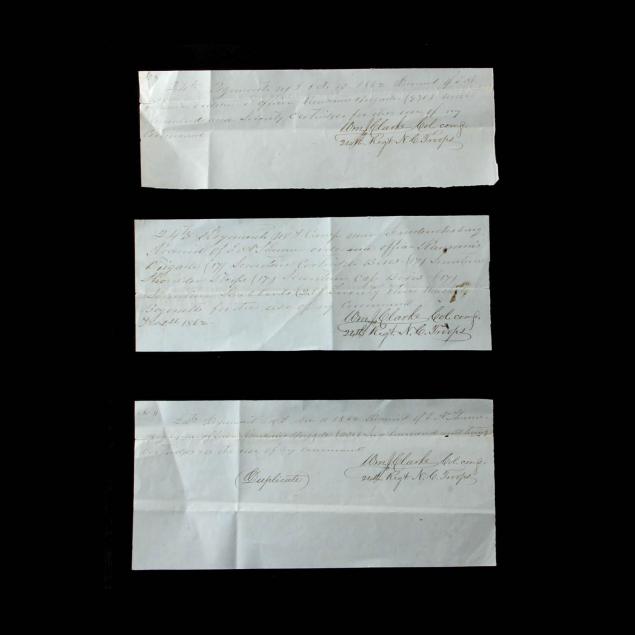 three-manuscript-receipts-for-the-24th-north-carolina-infantry