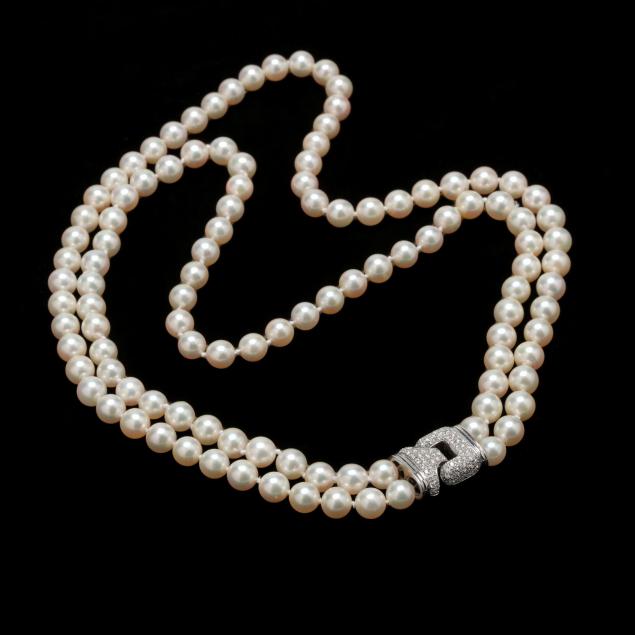 18kt-double-strand-pearl-and-diamond-necklace-damiani