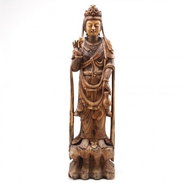 chinese-standing-guanyin-wooden-sculpture