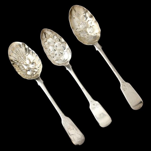 three-english-silver-berry-spoons