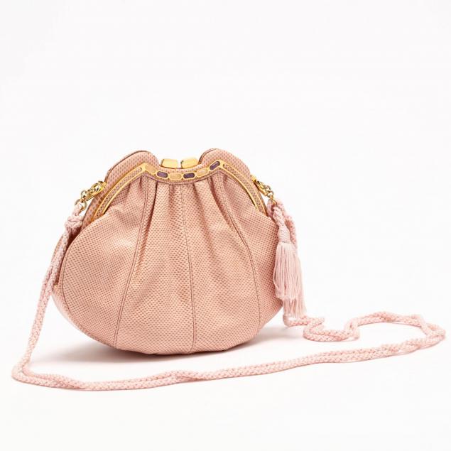 peach-snakeskin-shoulder-bag-judith-leiber