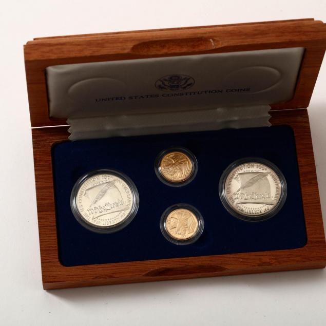 1987-united-states-constitution-gold-and-silver-four-coin-set