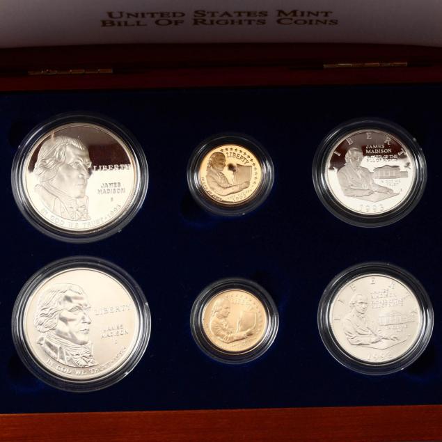 1993-bill-of-rights-commemorative-gold-and-silver-six-coin-set