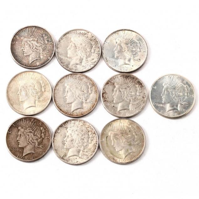 half-roll-of-ten-peace-silver-dollars
