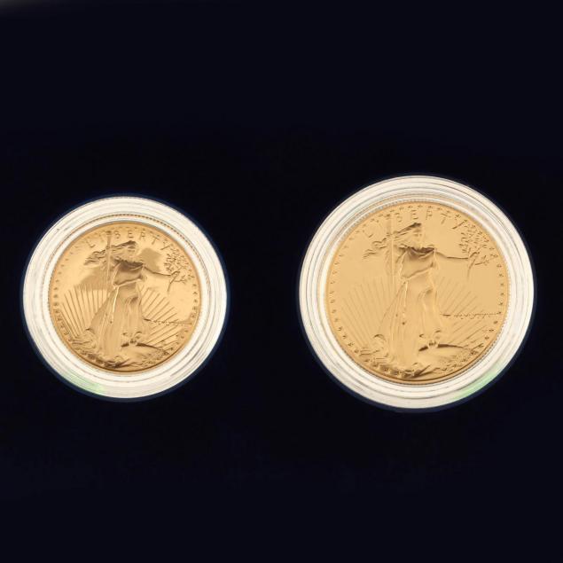1987 Proof Gold American Eagle $50 Ounce and $25 One-Half Ounce Set