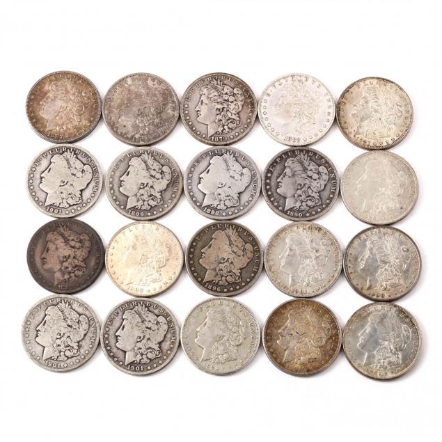 twenty-20-circulated-mixed-date-mint-morgan-silver-dollars
