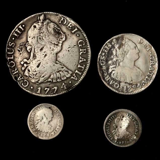 four-spanish-colonial-milled-silver-coins