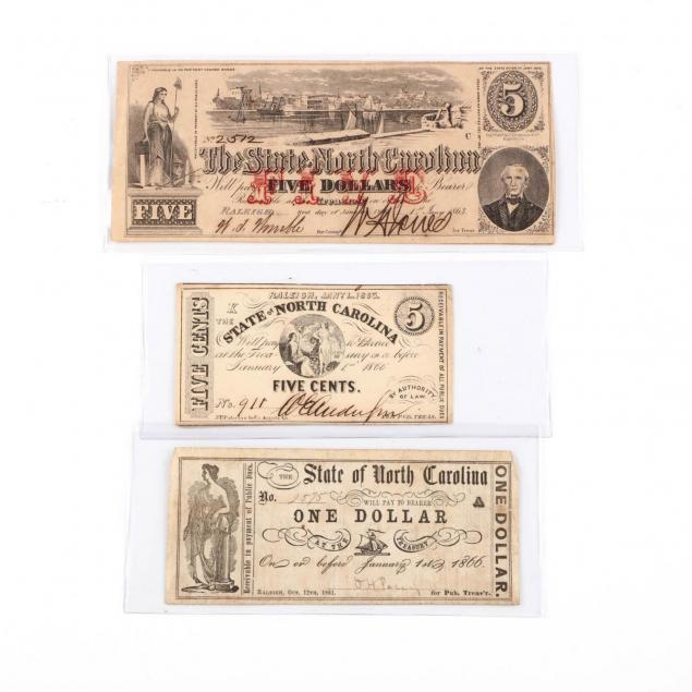 three-confederate-state-of-north-carolina-notes