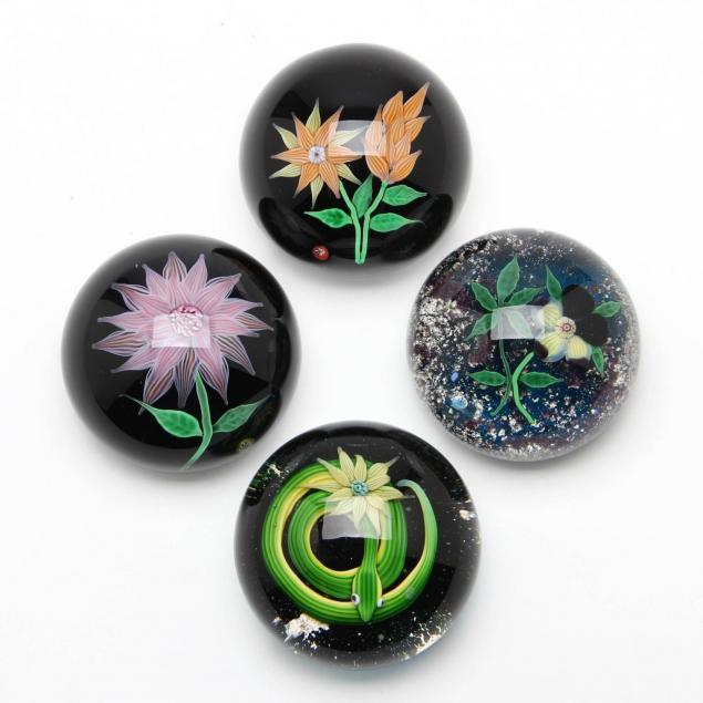 baccarat-four-botanical-paperweights