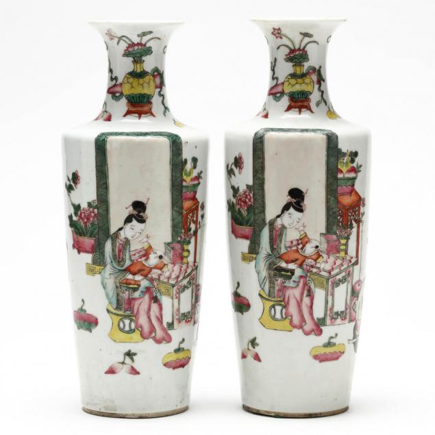 pair-of-chinese-famille-rose-porcelain-mantel-vases