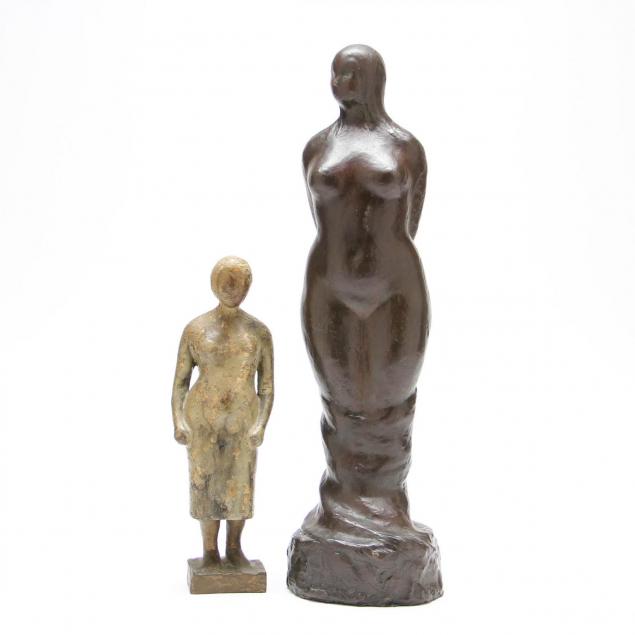 two-bronze-sculptures-of-standing-women-in-the-style-of-elie-nadelman