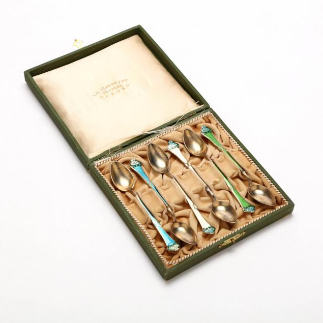 a-cased-set-of-enameled-sterling-silver-spoons