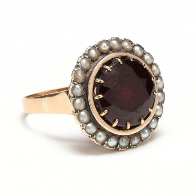 vintage-18kt-garnet-and-seed-pearl-ring