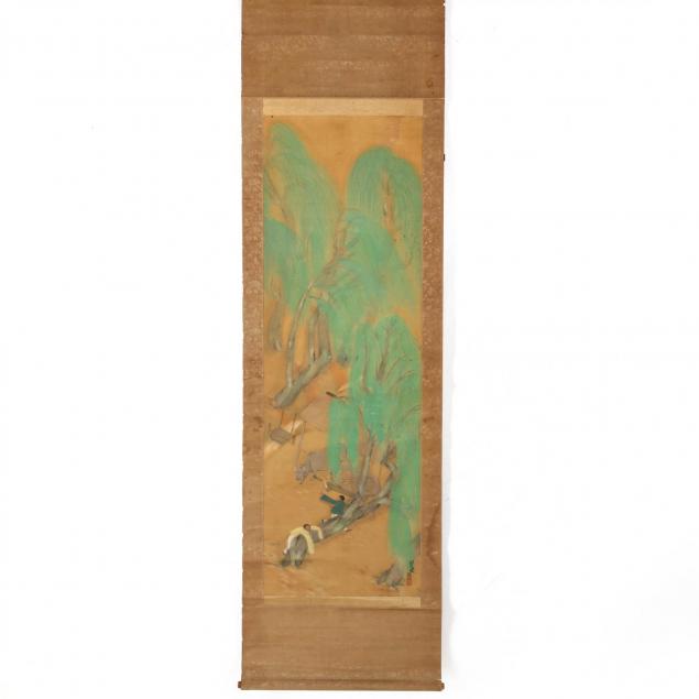 hanging-scroll-with-oxen-under-willow-trees