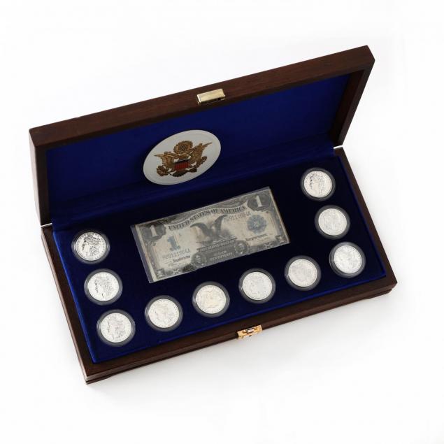 set-of-ten-10-morgan-dollars-and-series-1899-silver-certificate