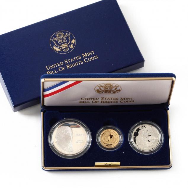 1993-bill-of-rights-commemorative-gold-and-silver-three-coin-proof-set