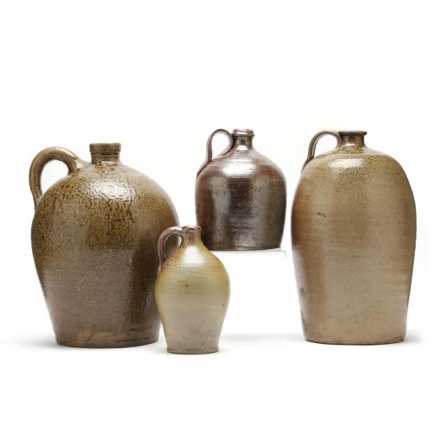 four-early-nc-pottery-jugs