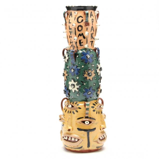 folk-art-totem-flatland-pottery-texas-carl-block