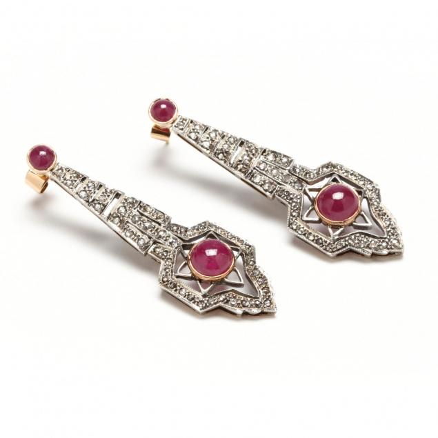 art-deco-style-18kt-sterling-and-ruby-ear-pendants