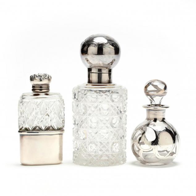 three-silver-glass-scent-bottles