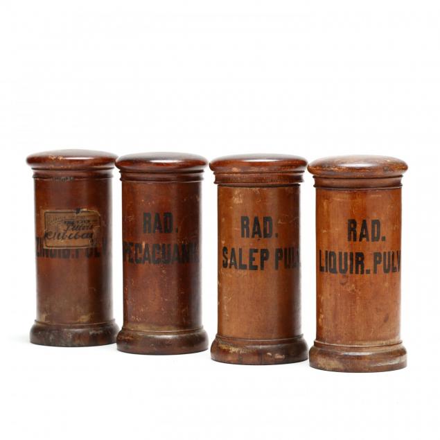 set-of-four-wooden-drug-jars