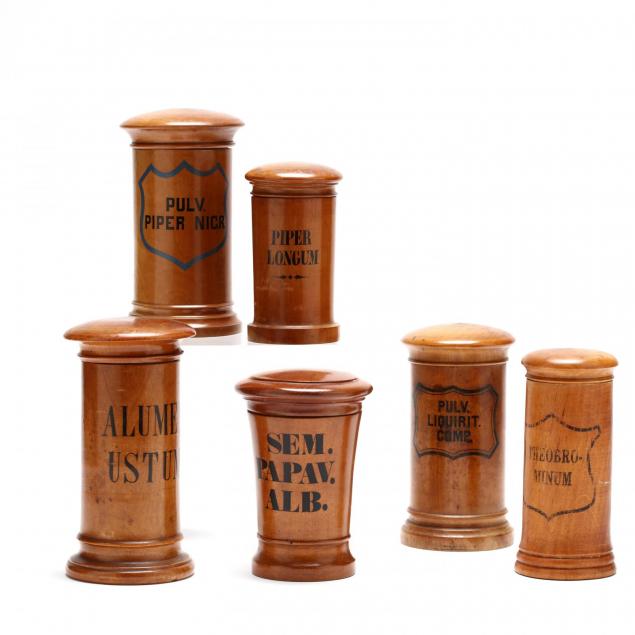 six-wooden-drug-jars