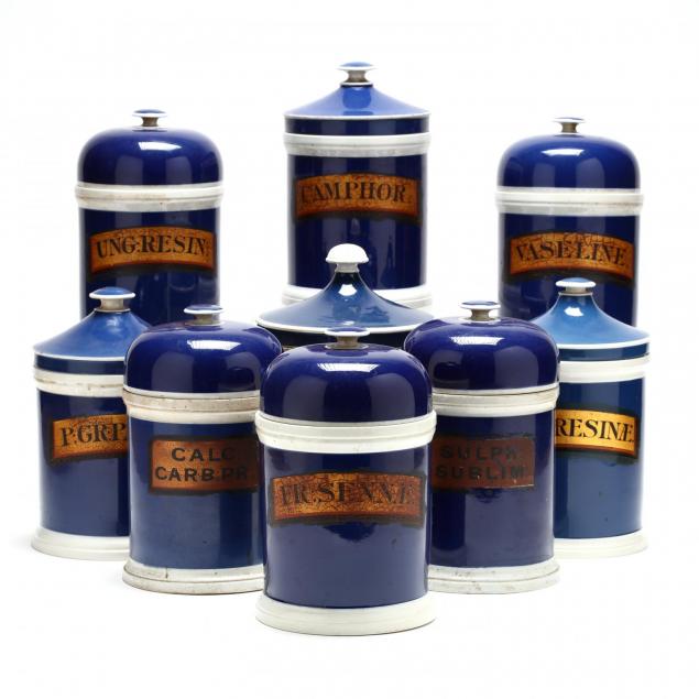 assembled-set-of-nine-porcelain-drug-jars