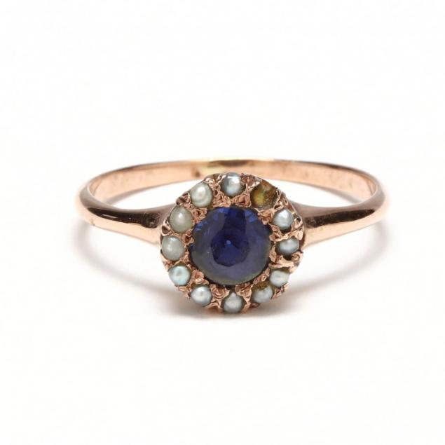 antique-sapphire-and-seed-pearl-ring
