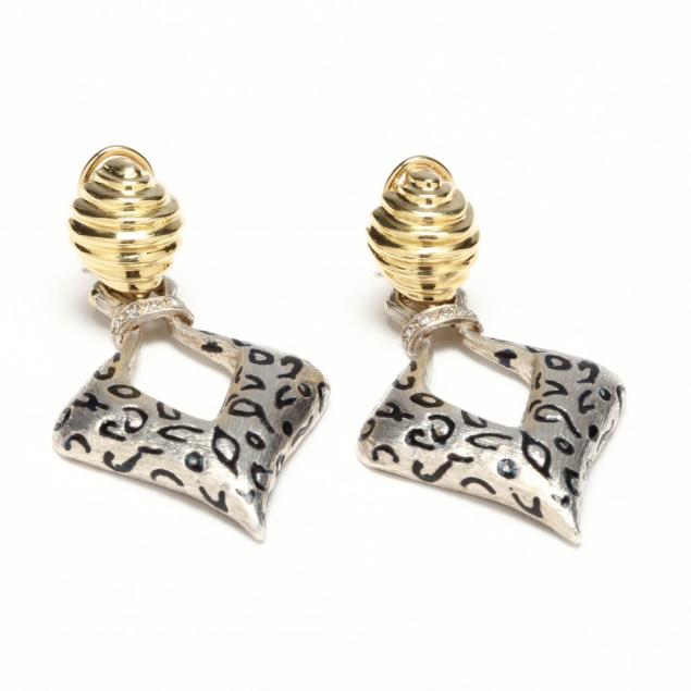 sterling-18kt-diamond-and-enamel-earrings-signed
