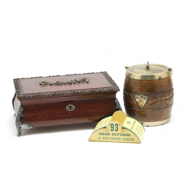 antique-cigar-humidor-and-biscuit-barrel