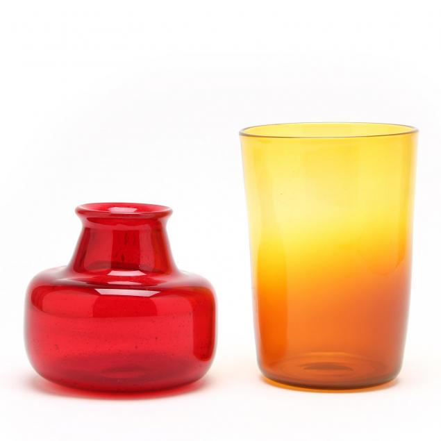 two-modernist-glass-vases