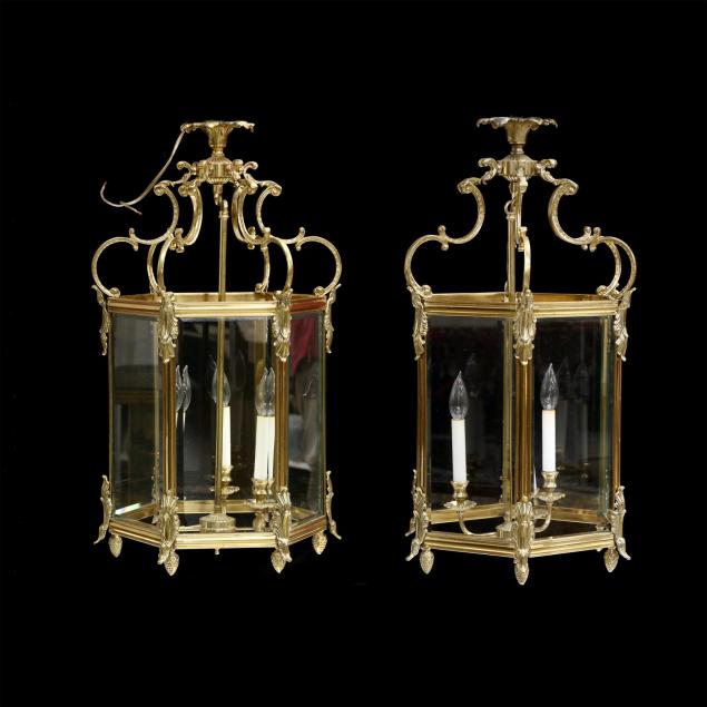 pair-of-louis-xv-style-brass-hanging-lanterns